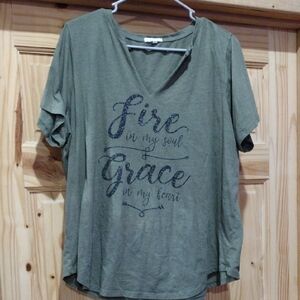 Olive Green Graphic Women's Top